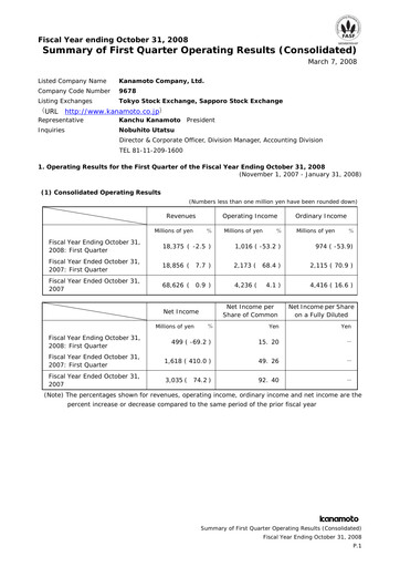 Vorschaubild Kanamoto Quartalsbericht 2008-q1