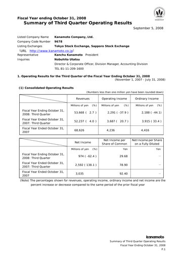 Vorschaubild Kanamoto Quartalsbericht 2008-q3