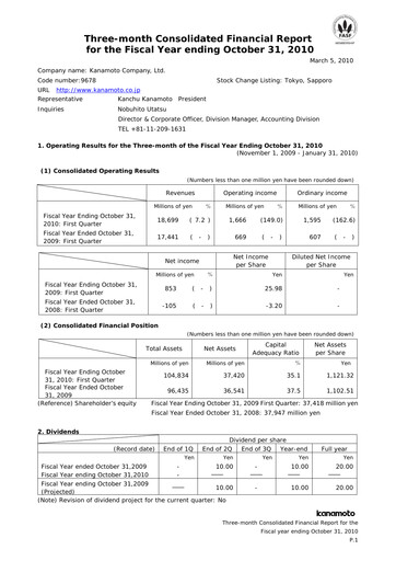 Vorschaubild Kanamoto Quartalsbericht 2010-q1