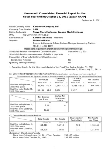 Vorschaubild Kanamoto Quartalsbericht 2011-q3