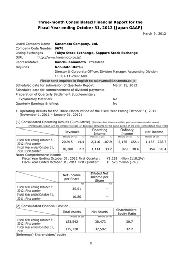 Vorschaubild Kanamoto Quartalsbericht 2012-q1