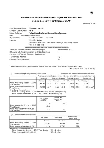Vorschaubild Kanamoto Quartalsbericht 2012-q3