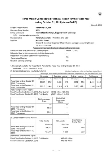 Vorschaubild Kanamoto Quartalsbericht 2013-q1