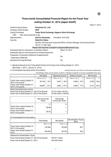 Vorschaubild Kanamoto Quartalsbericht 2014-q1