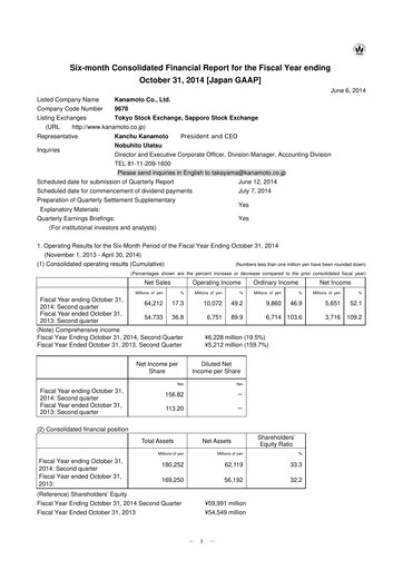 Vorschaubild Kanamoto Quartalsbericht 2014-q2