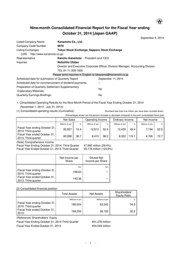 Vorschaubild Kanamoto Quartalsbericht 2014-q3