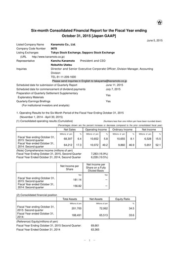Vorschaubild Kanamoto Quartalsbericht 2015-q2