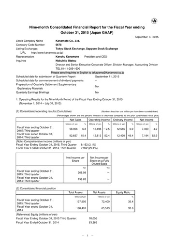 Vorschaubild Kanamoto Quartalsbericht 2015-q3
