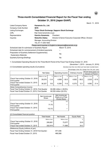 Vorschaubild Kanamoto Quartalsbericht 2016-q1
