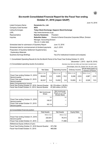 Vorschaubild Kanamoto Quartalsbericht 2016-q2