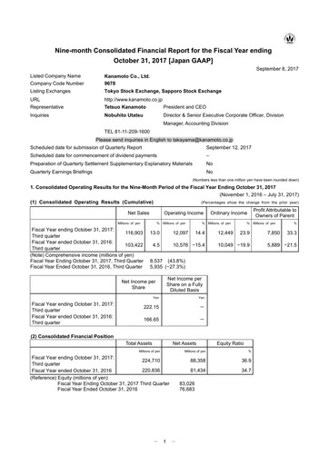 Vorschaubild Kanamoto Quartalsbericht 2017-q3