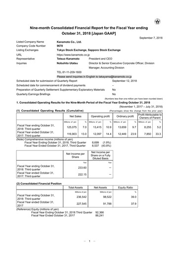 Vorschaubild Kanamoto Quartalsbericht 2018-q3