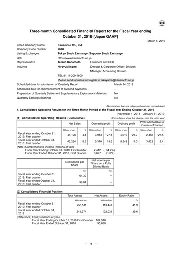 Vorschaubild Kanamoto Quartalsbericht 2019-q1