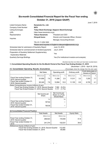 Vorschaubild Kanamoto Quartalsbericht 2019-q2