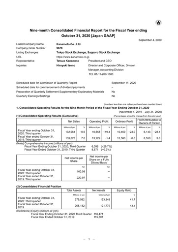 Vorschaubild Kanamoto Quartalsbericht 2020-q3