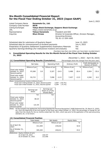 Vorschaubild Kanamoto Quartalsbericht 2023-q2