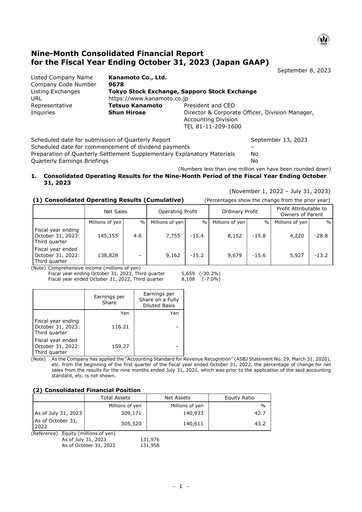 Vorschaubild Kanamoto Quartalsbericht 2023-q3