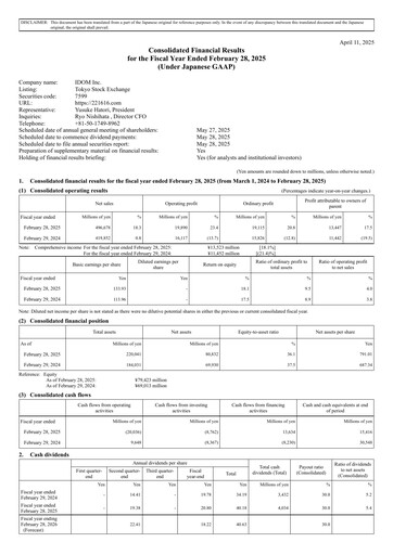 Thumbnail IDOM Inc. Financial Statement fy2025