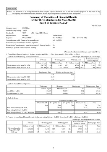 Thumbnail IDOM Inc. Quarterly Report 2025-q1