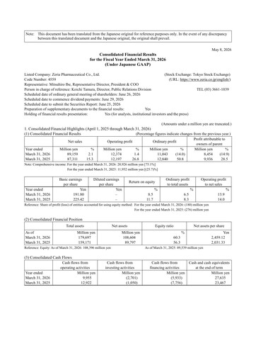 Thumbnail Zeria Pharmaceutical Financial Statement fy2026