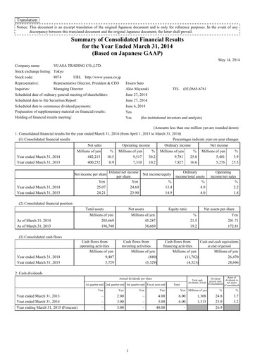 Thumbnail Yuasa Trading Financial Statement fy2013