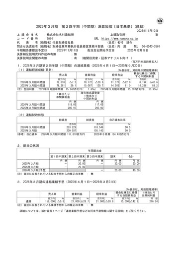 Thumbnail Namura Shipbuilding Half-year Report 2025-h1