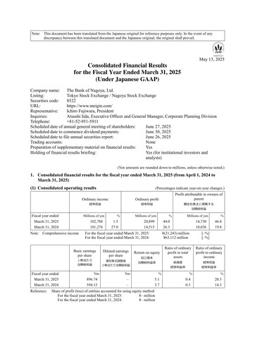 Thumbnail The Bank of Nagoya Financial Statement 2024-2025