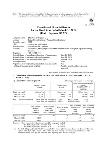 Thumbnail The Bank of Nagoya Financial Statement 2025-2026