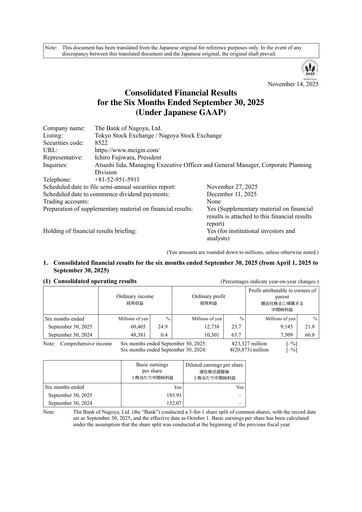 Thumbnail The Bank of Nagoya Half-year Report 2026-h1