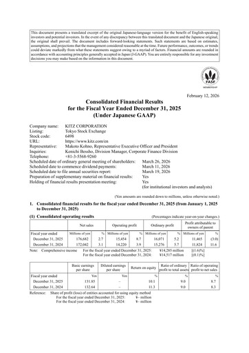Vorschaubild KITZ Corporation Finanzmitteilung 2025