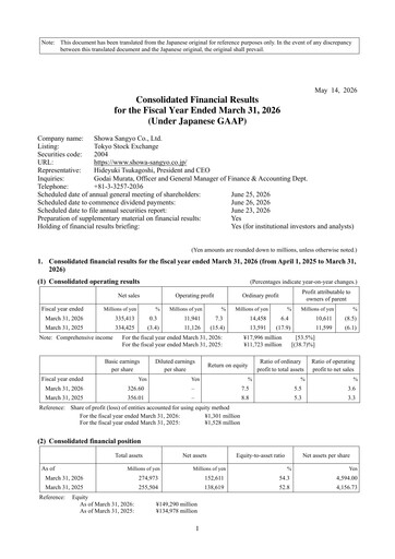 Vorschaubild Showa Sangyo Finanzmitteilung fy2026