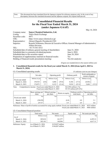Thumbnail Sanyo Chemical Industries Financial Statement fy2024