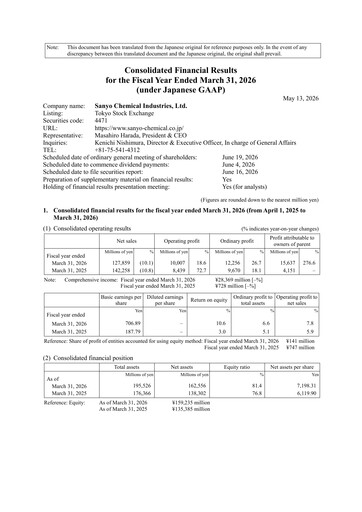 Vorschaubild Sanyo Chemical Industries Finanzmitteilung fy2026