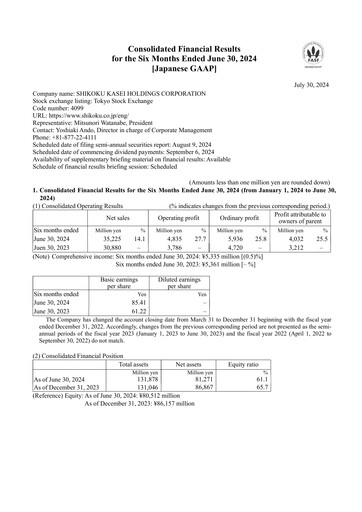 Thumbnail Shikoku Kasei Holdings Corp Half-year Report 2024-h1
