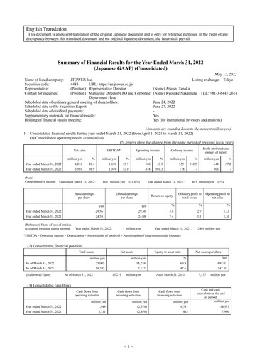 Thumbnail JTOWER Financial Statement fy2022