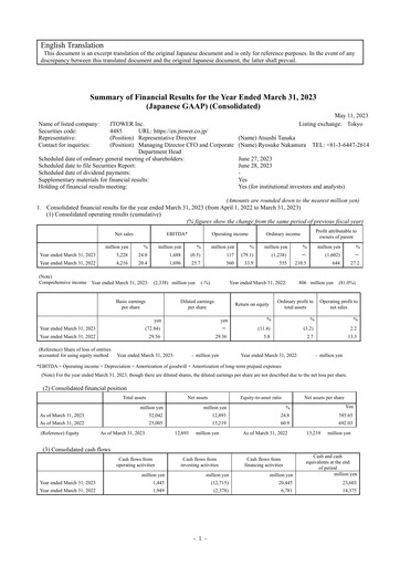 Thumbnail JTOWER Financial Statement fy2023