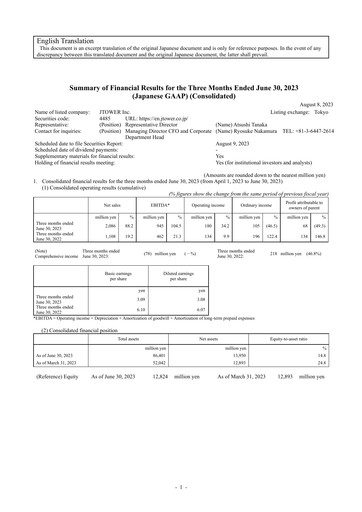 Thumbnail JTOWER Quarterly Report 2023-q1