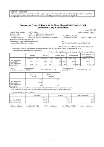 Thumbnail JTOWER Quarterly Report 2024-q1
