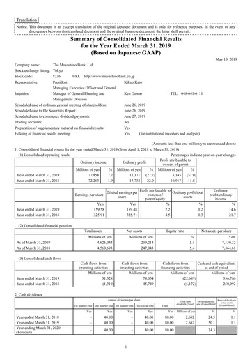 Thumbnail The Musashino Bank Financial Statement fy2019
