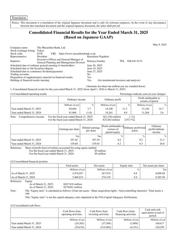 Thumbnail The Musashino Bank Financial Statement fy2025