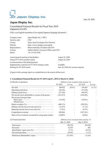 Thumbnail Japan Display Financial Statement fy2020