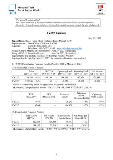 Thumbnail Japan Display Financial Statement fy2023