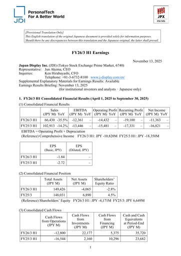 Thumbnail Japan Display Half-year Report 2025-h1