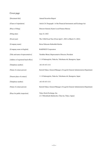 Thumbnail RAIZNEXT Corporation Financial Report fy2022