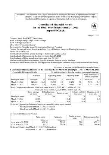 Thumbnail RAIZNEXT Corporation Financial Statement fy2022