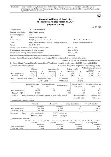 Thumbnail RAIZNEXT Corporation Financial Statement fy2026