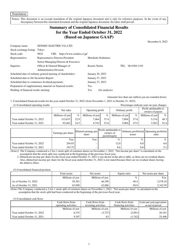 Thumbnail Senshu Electric Financial Report 2022