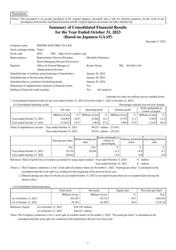 Thumbnail Senshu Electric Financial Report 2023