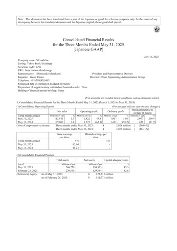 Thumbnail S Foods Inc. Quarterly Report 2026-q1