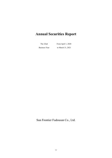 Thumbnail Sun Frontier Fudousan Annual Report fy2021